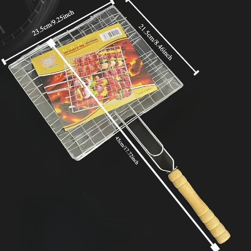 Sammenklappelig Grillkurv Med Non-Stick Belægning Til Kød, Fisk Og Grøntsager