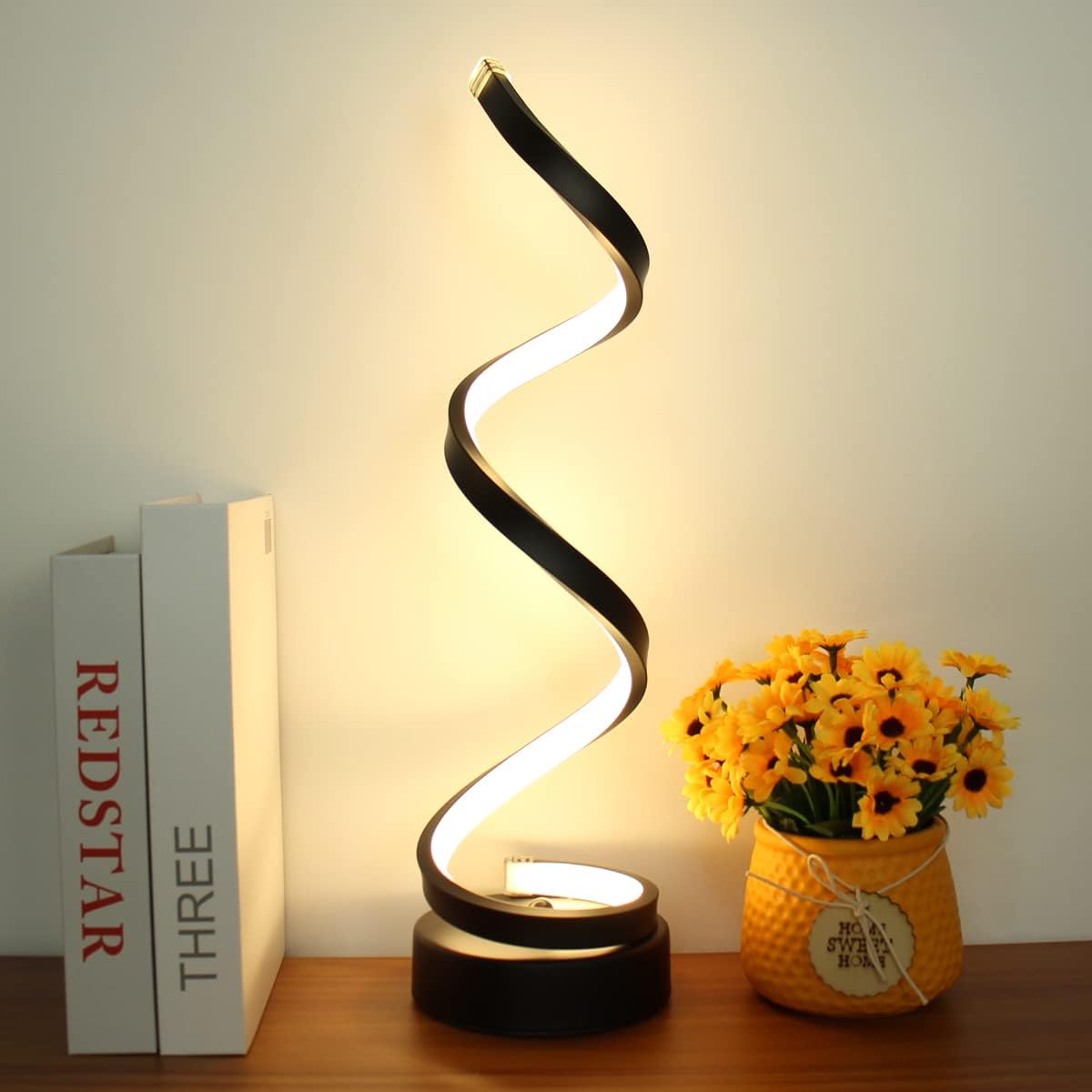 Spiralformet LED-Bordlampe i Metal med Dæmpbart Lys