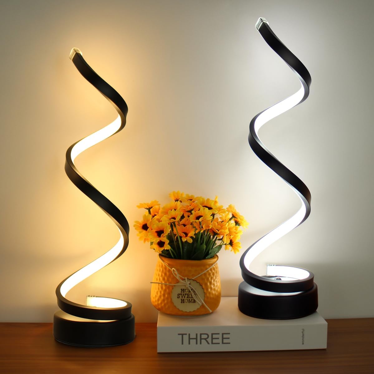 Spiralformet LED-Bordlampe i Metal med Dæmpbart Lys