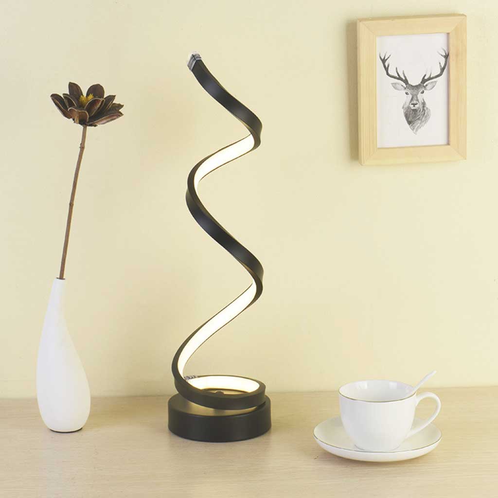 Spiralformet LED-Bordlampe i Metal med Dæmpbart Lys
