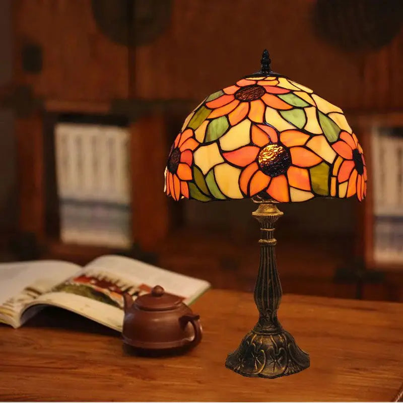 Bordlampe Kunstglas Klassisk Farvespil Led Arbejdslys