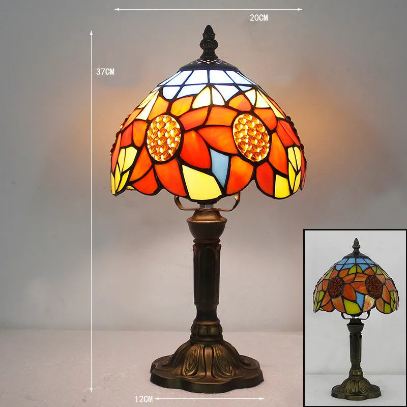 Bordlampe Kunstglas Klassisk Farvespil Led Arbejdslys