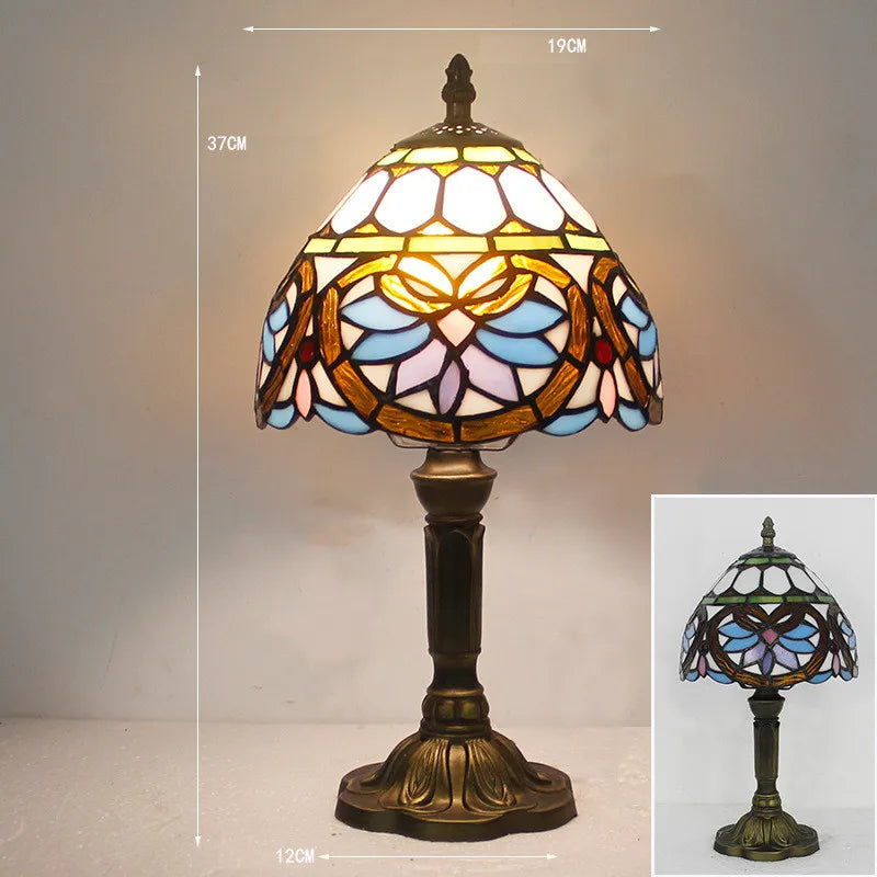 Bordlampe Kunstglas Klassisk Farvespil Led Arbejdslys