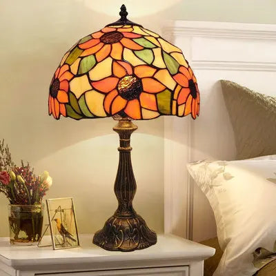 Bordlampe Kunstglas Klassisk Farvespil Led Arbejdslys