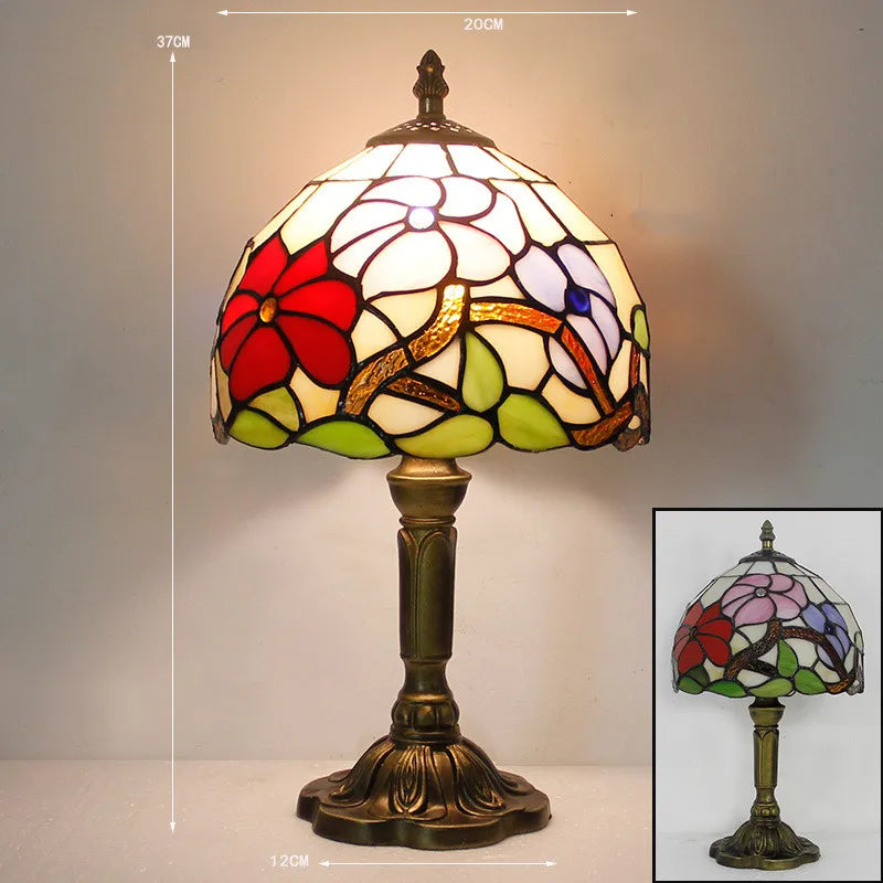 Bordlampe Kunstglas Klassisk Farvespil Led Arbejdslys