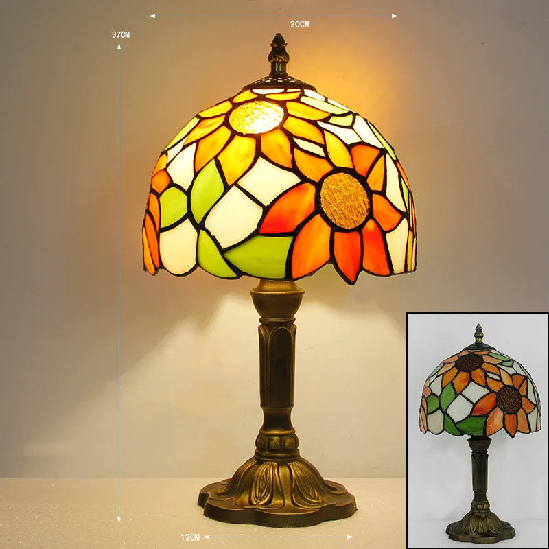 Bordlampe Kunstglas Klassisk Farvespil Led Arbejdslys
