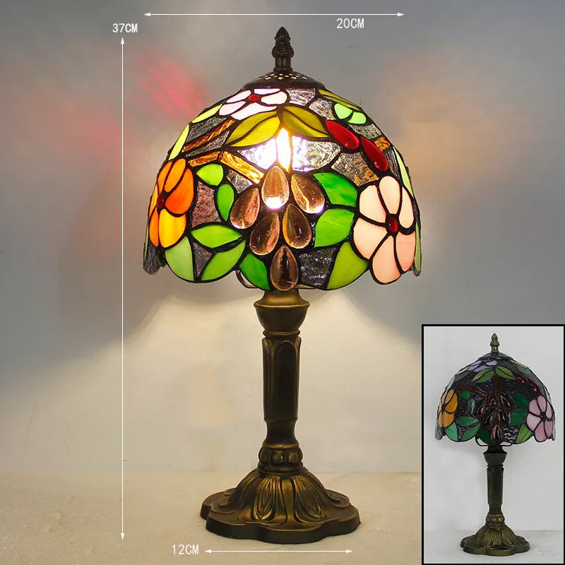 Bordlampe Kunstglas Klassisk Farvespil Led Arbejdslys