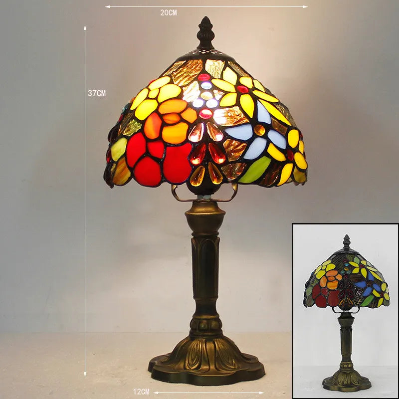 Bordlampe Kunstglas Klassisk Farvespil Led Arbejdslys