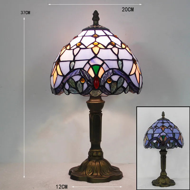 Bordlampe Kunstglas Klassisk Farvespil Led Arbejdslys