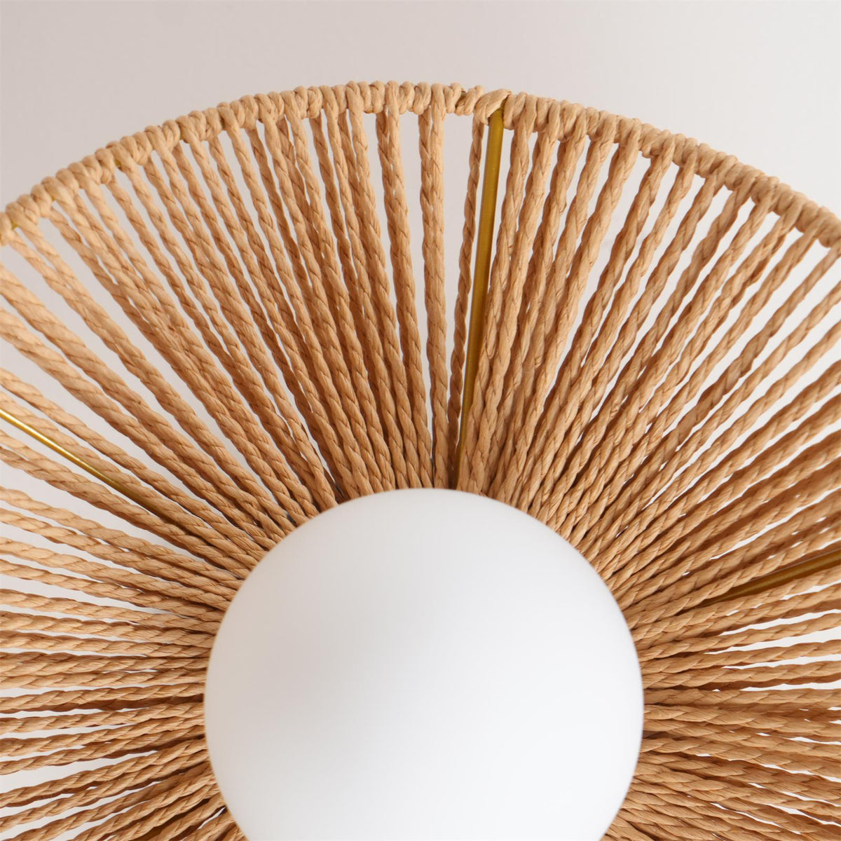 Loftlampe med Hampereb, Glas og Metal for Naturlig og Moderne Indendørs Belysning