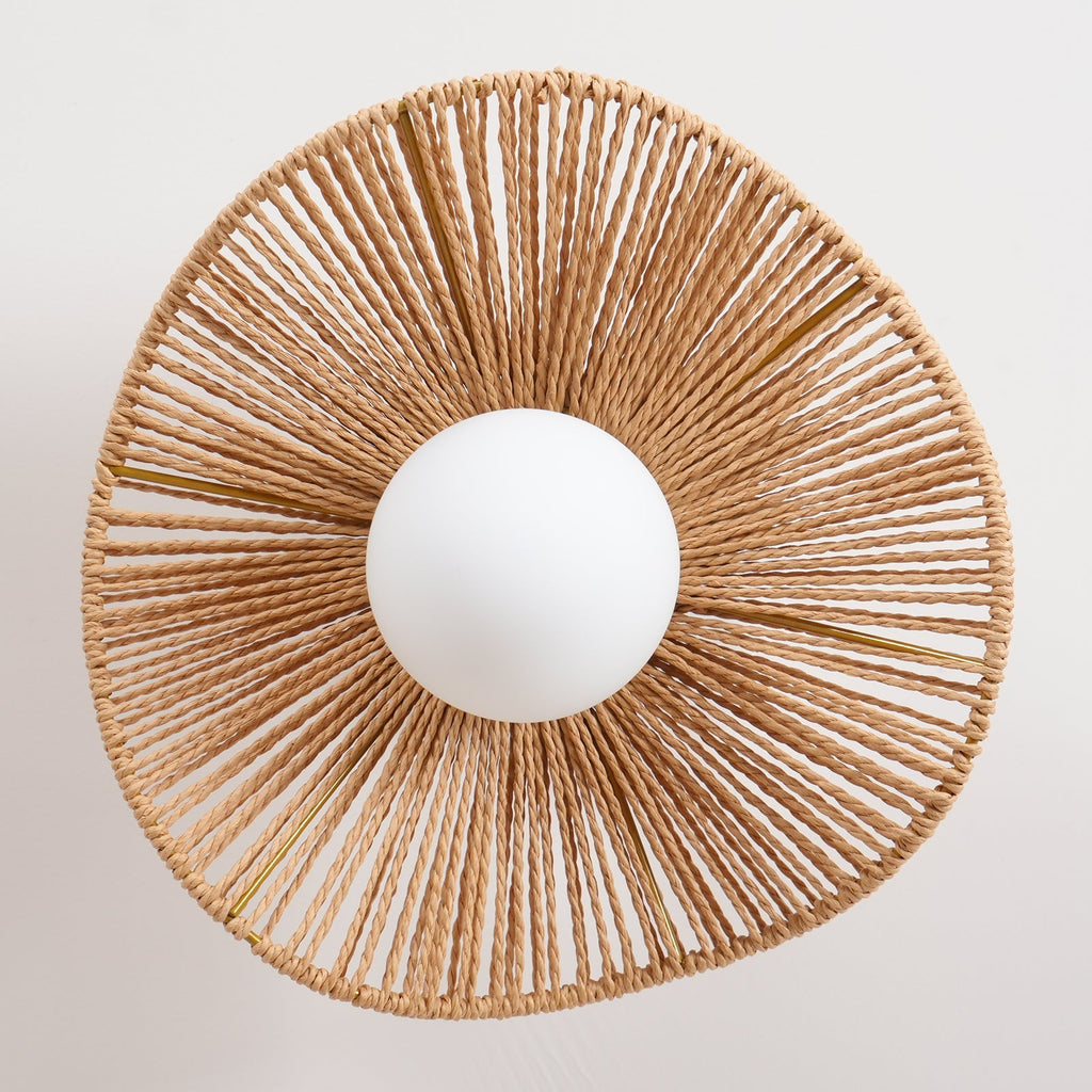 Loftlampe med Hampereb, Glas og Metal for Naturlig og Moderne Indendørs Belysning