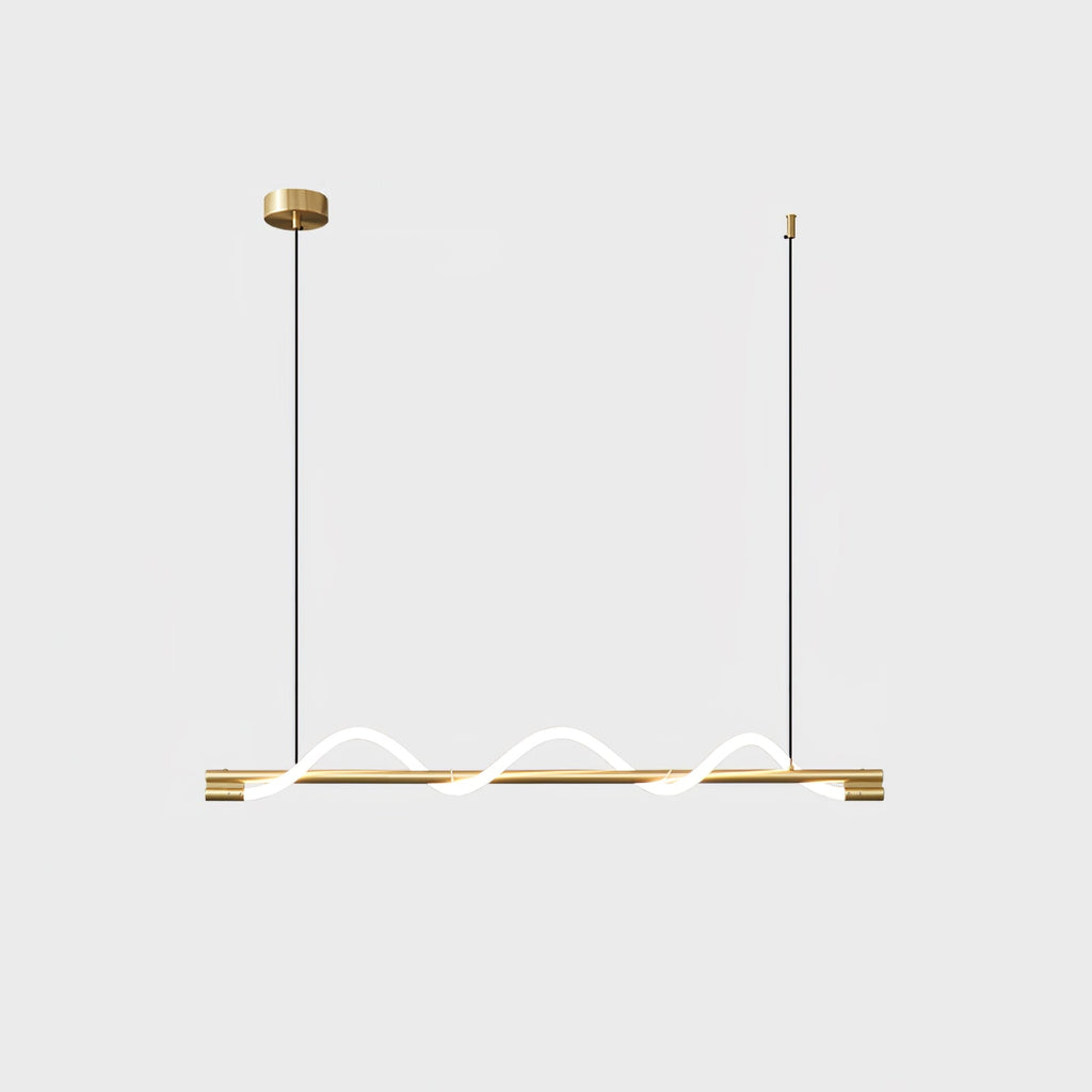 Minimalistisk Loftlampe med Silikonelinjer og Messingdetaljer for Moderne Indendørs Belysning