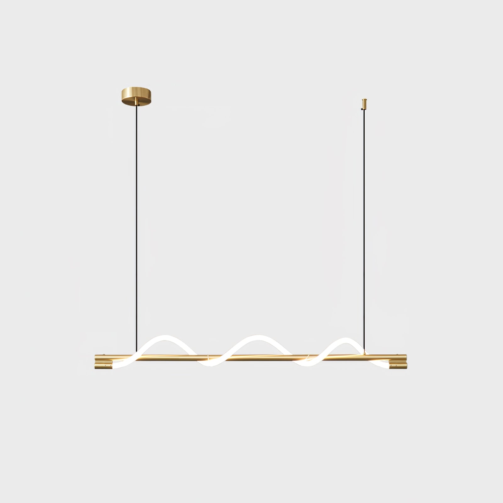 Minimalistisk Loftlampe med Silikonelinjer og Messingdetaljer for Moderne Indendørs Belysning