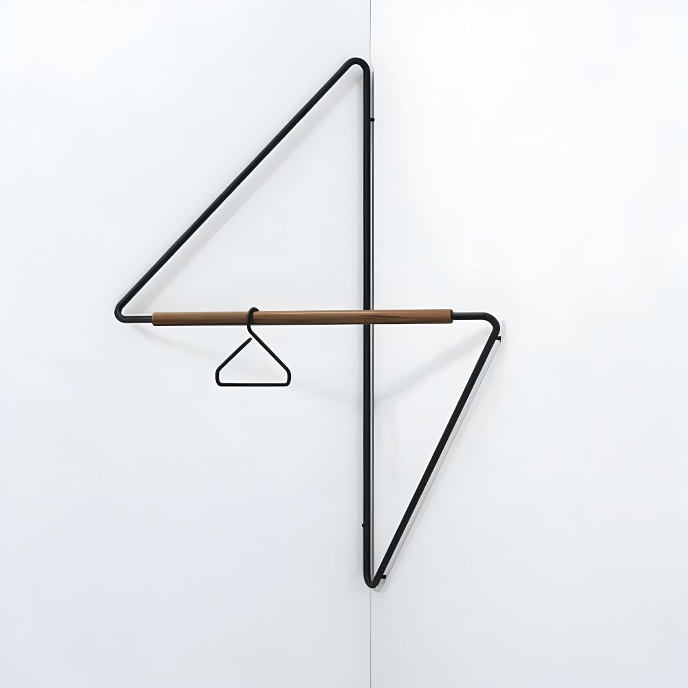 Garderobestander Med Geometrisk Design I Træ Og Metal Til Entré Og Badeværelse
