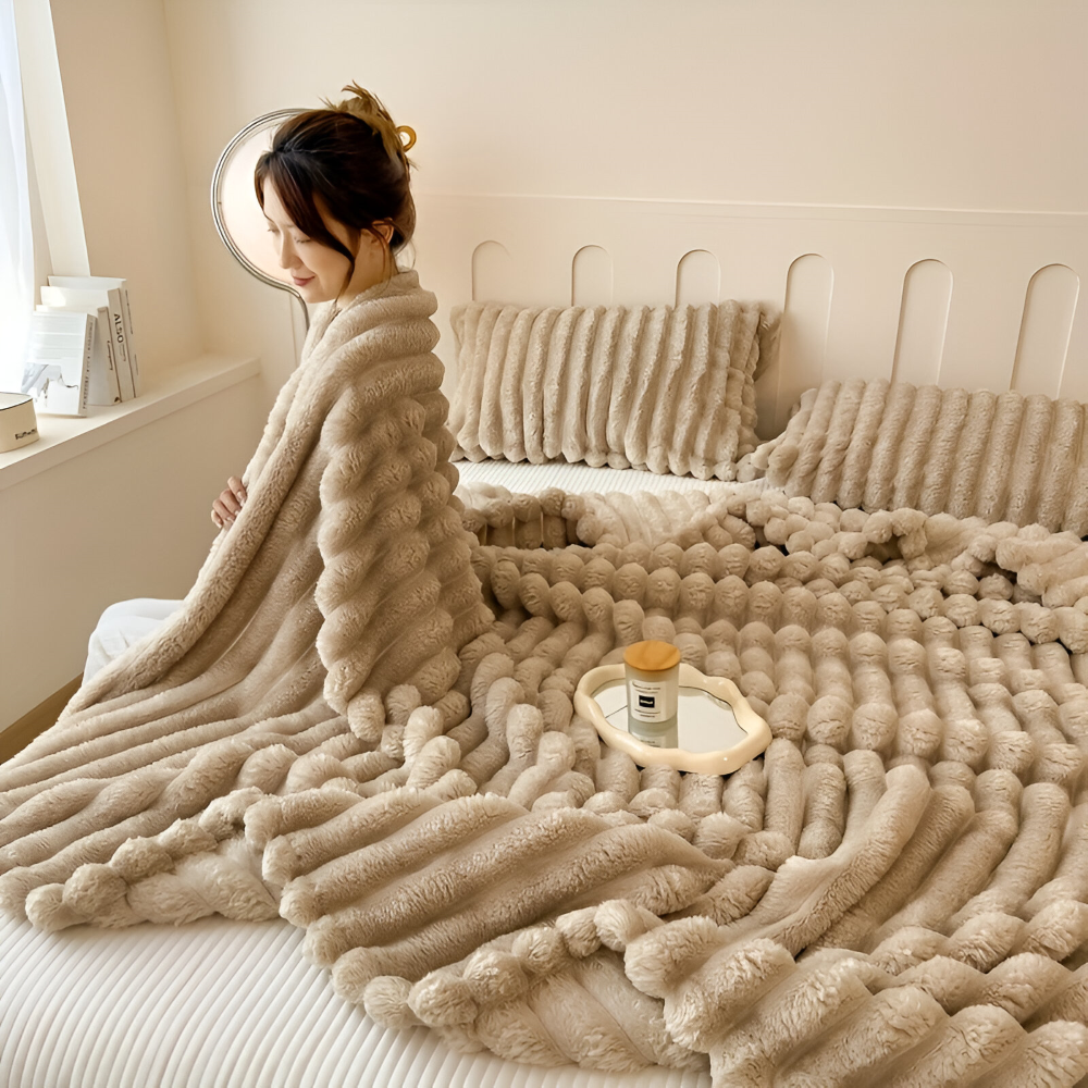 Blødt Fleeceplaid Med Elastisk Struktur Til Hygge I Alle Rum