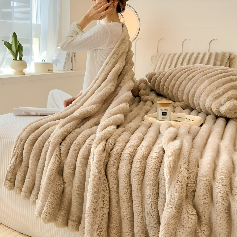 Blødt Fleeceplaid Med Elastisk Struktur Til Hygge I Alle Rum