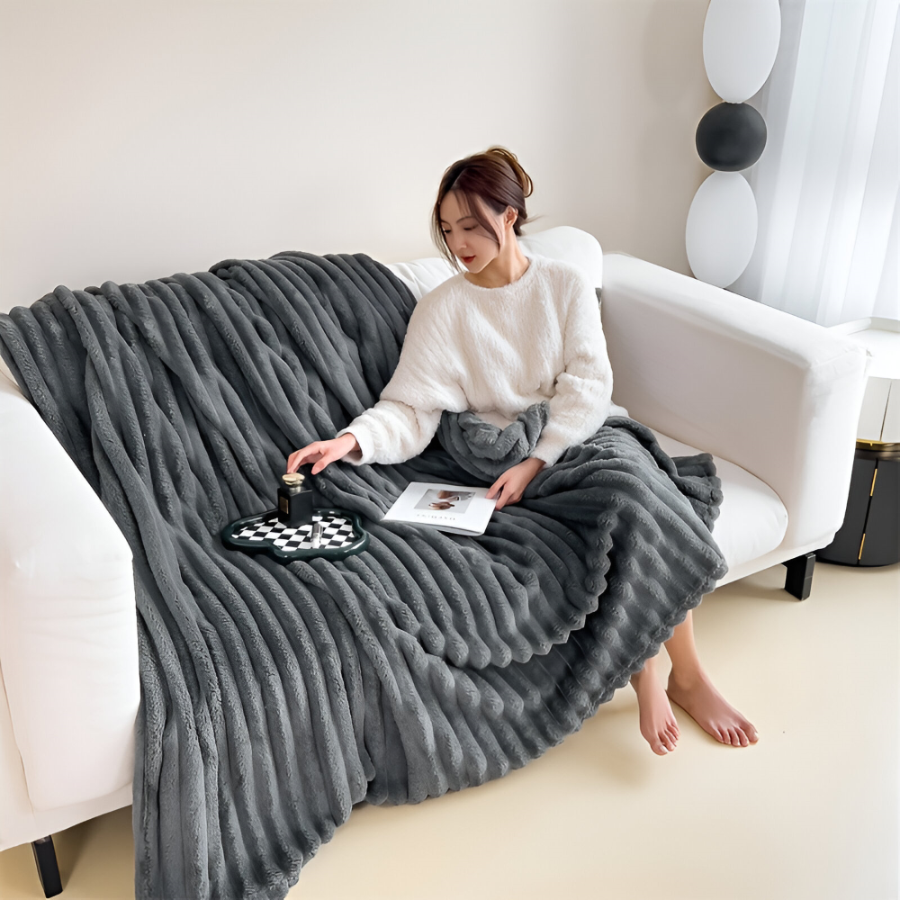 Blødt Fleeceplaid Med Elastisk Struktur Til Hygge I Alle Rum