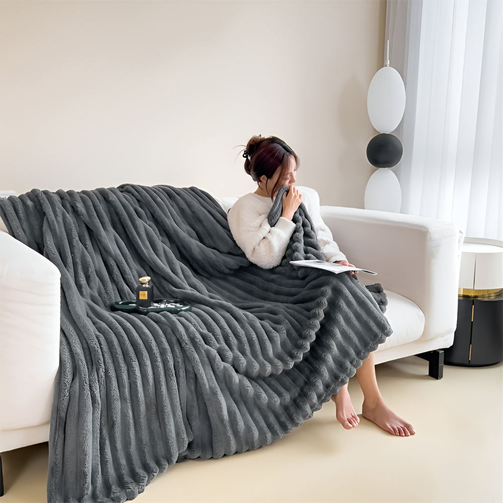 Blødt Fleeceplaid Med Elastisk Struktur Til Hygge I Alle Rum