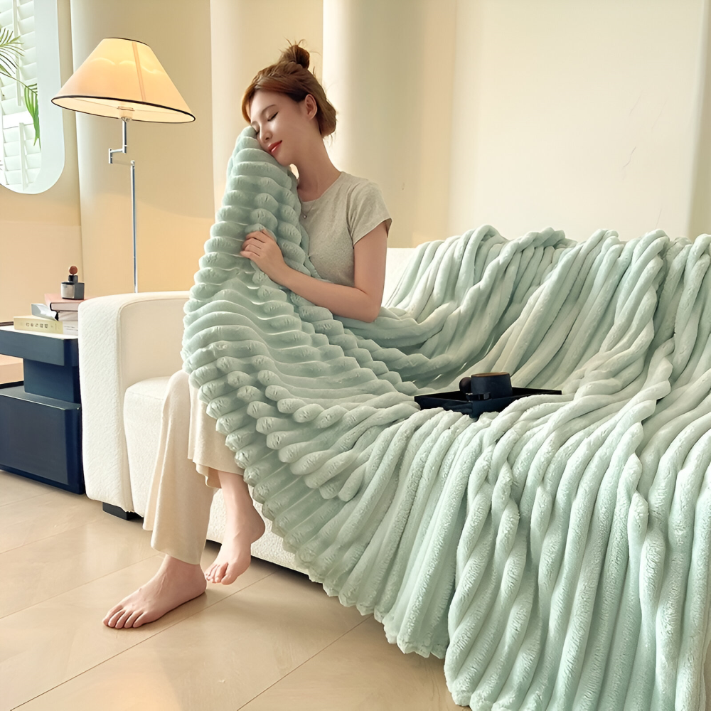 Blødt Fleeceplaid Med Elastisk Struktur Til Hygge I Alle Rum