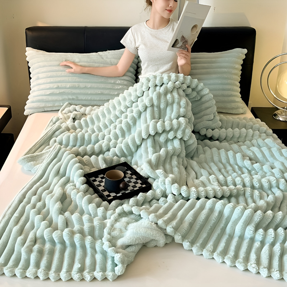 Blødt Fleeceplaid Med Elastisk Struktur Til Hygge I Alle Rum