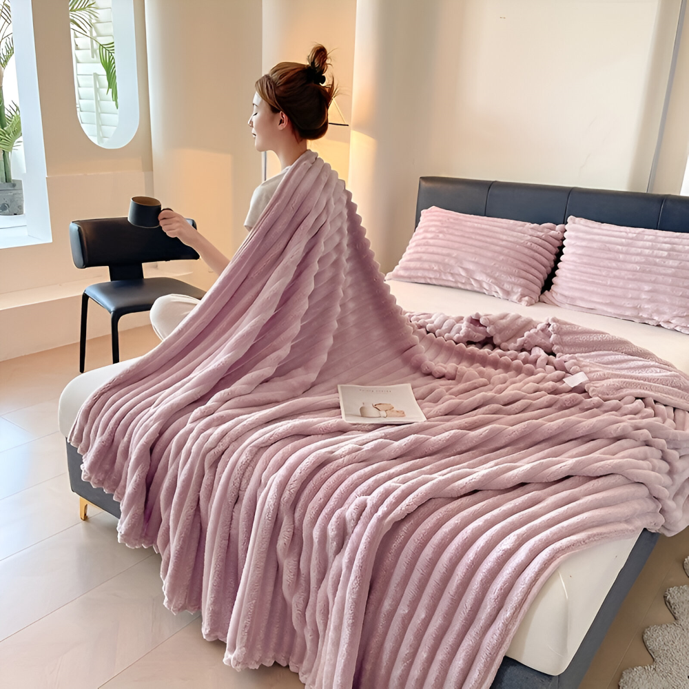 Blødt Fleeceplaid Med Elastisk Struktur Til Hygge I Alle Rum