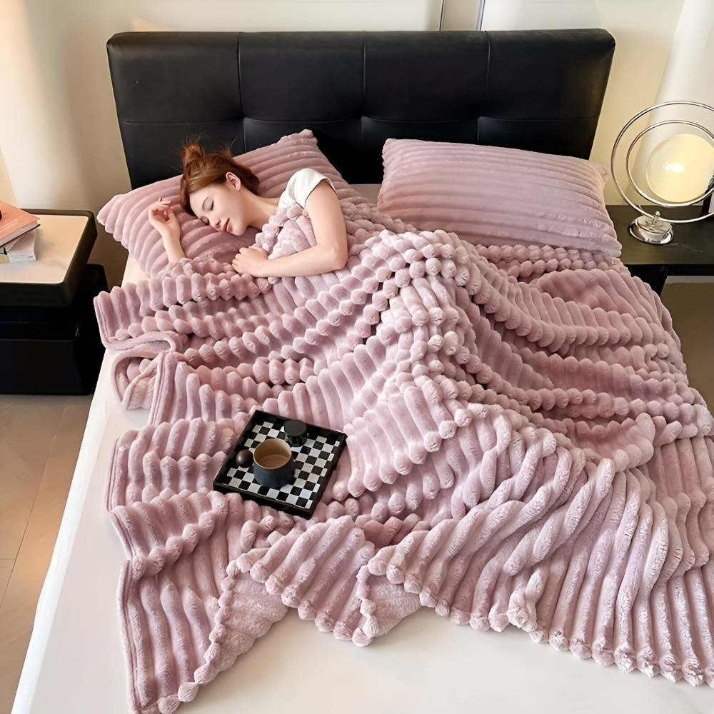 Blødt Fleeceplaid Med Elastisk Struktur Til Hygge I Alle Rum