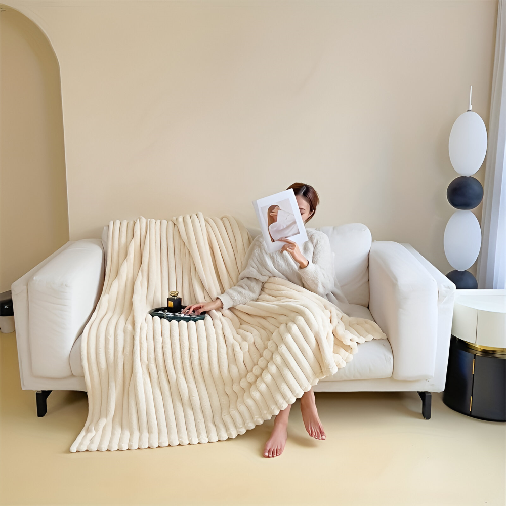 Blødt Fleeceplaid Med Elastisk Struktur Til Hygge I Alle Rum