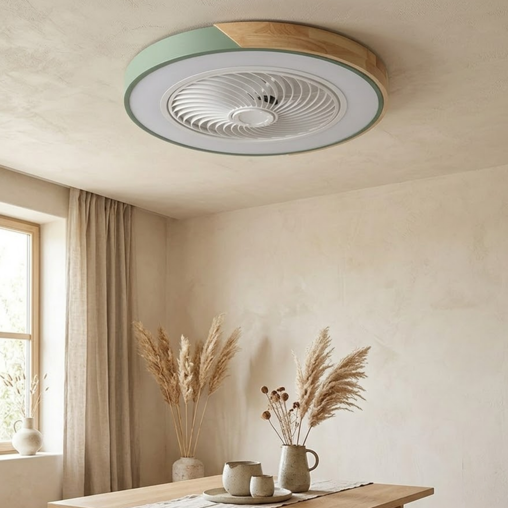 Leiser Deckenventilator Loftlampe med Integreret Ventilator og Dæmpbar LED til Pladsbesparende Loftmontering