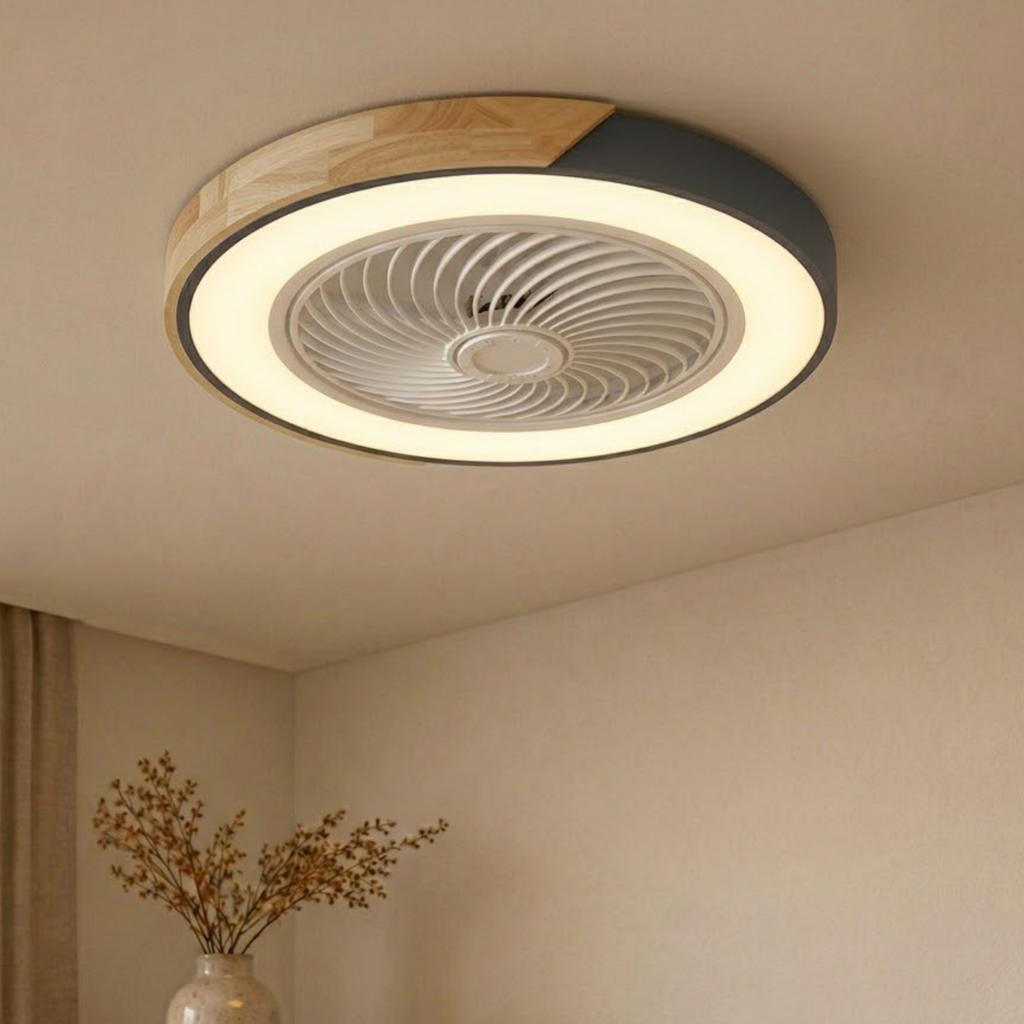 Leiser Deckenventilator Loftlampe med Integreret Ventilator og Dæmpbar LED til Pladsbesparende Loftmontering