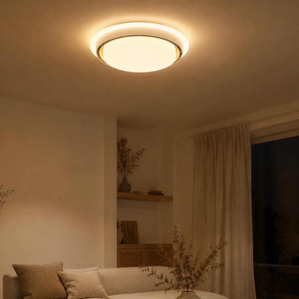 LED Loftlampe med Integreret Ventilator i Kompakt Format