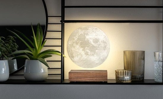 Bordlampe Der Skaber Roligt Natlys Med Svævende Måne Magnetisk Levitation Og Integreret Led