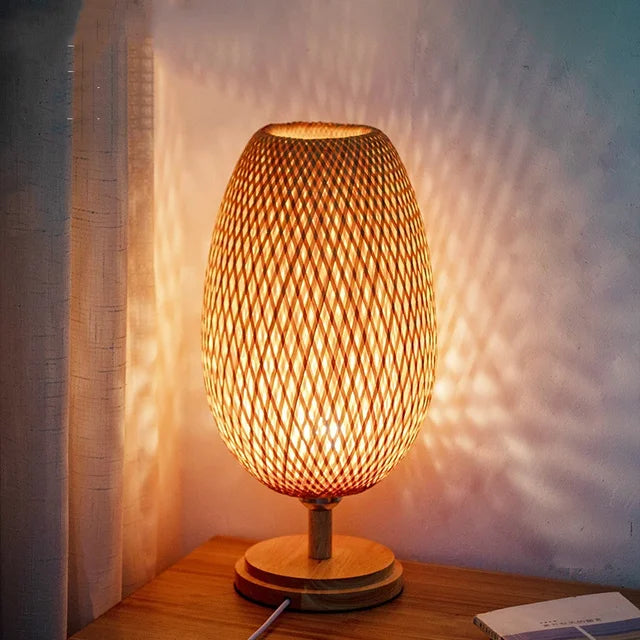 Bordlampe Bambu Klassisk Varm Naturlys