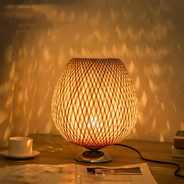 Bordlampe Bambu Klassisk Varm Naturlys
