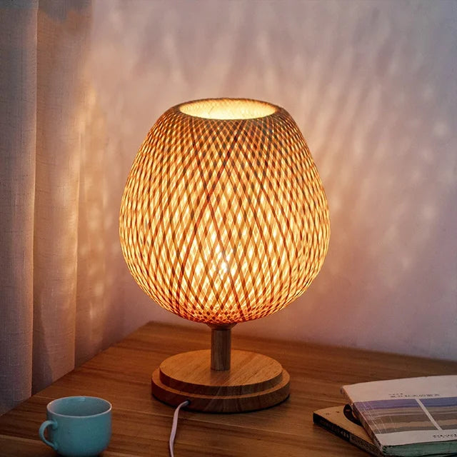 Bordlampe Bambu Klassisk Varm Naturlys