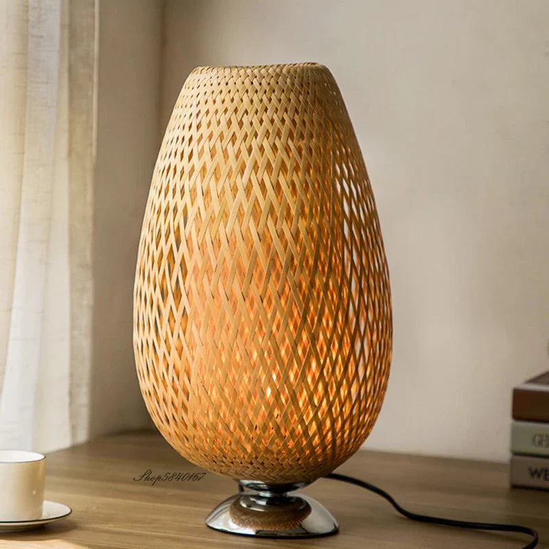 Bordlampe Bambu Klassisk Varm Naturlys