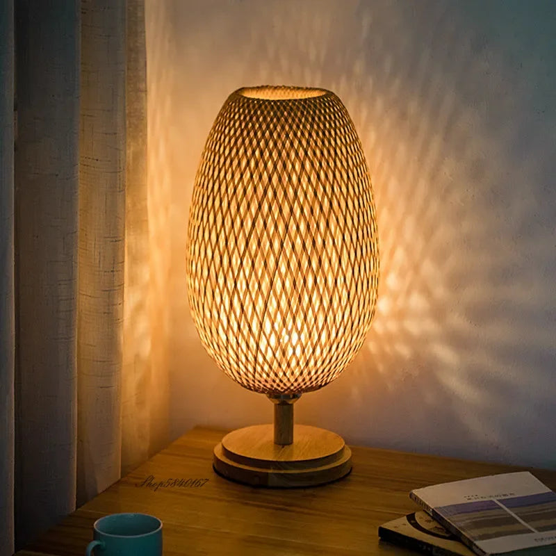 Bordlampe Bambu Klassisk Varm Naturlys