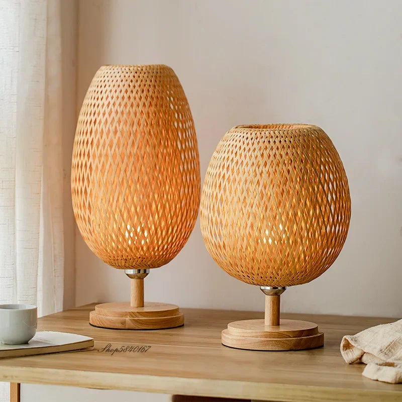 Bordlampe Bambu Klassisk Varm Naturlys