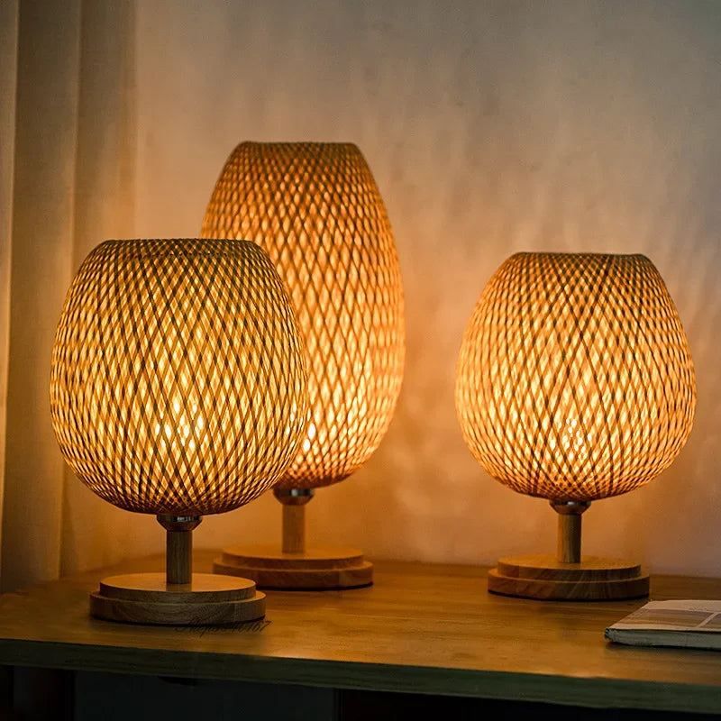 Bordlampe Bambu Klassisk Varm Naturlys