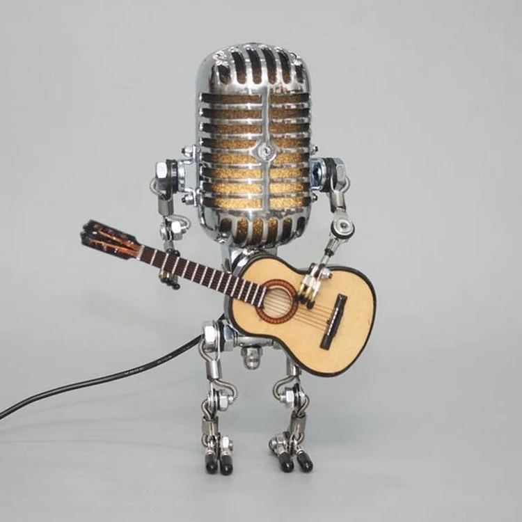 Robotmikrofonlampe Med Guitardetalje Og Justerbar Retro Lysvinkel