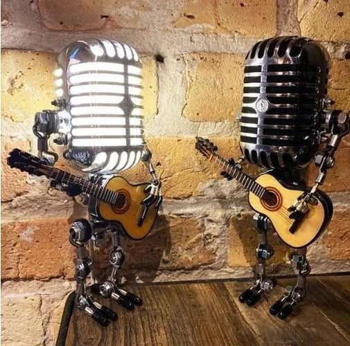 Robotmikrofonlampe Med Guitardetalje Og Justerbar Retro Lysvinkel