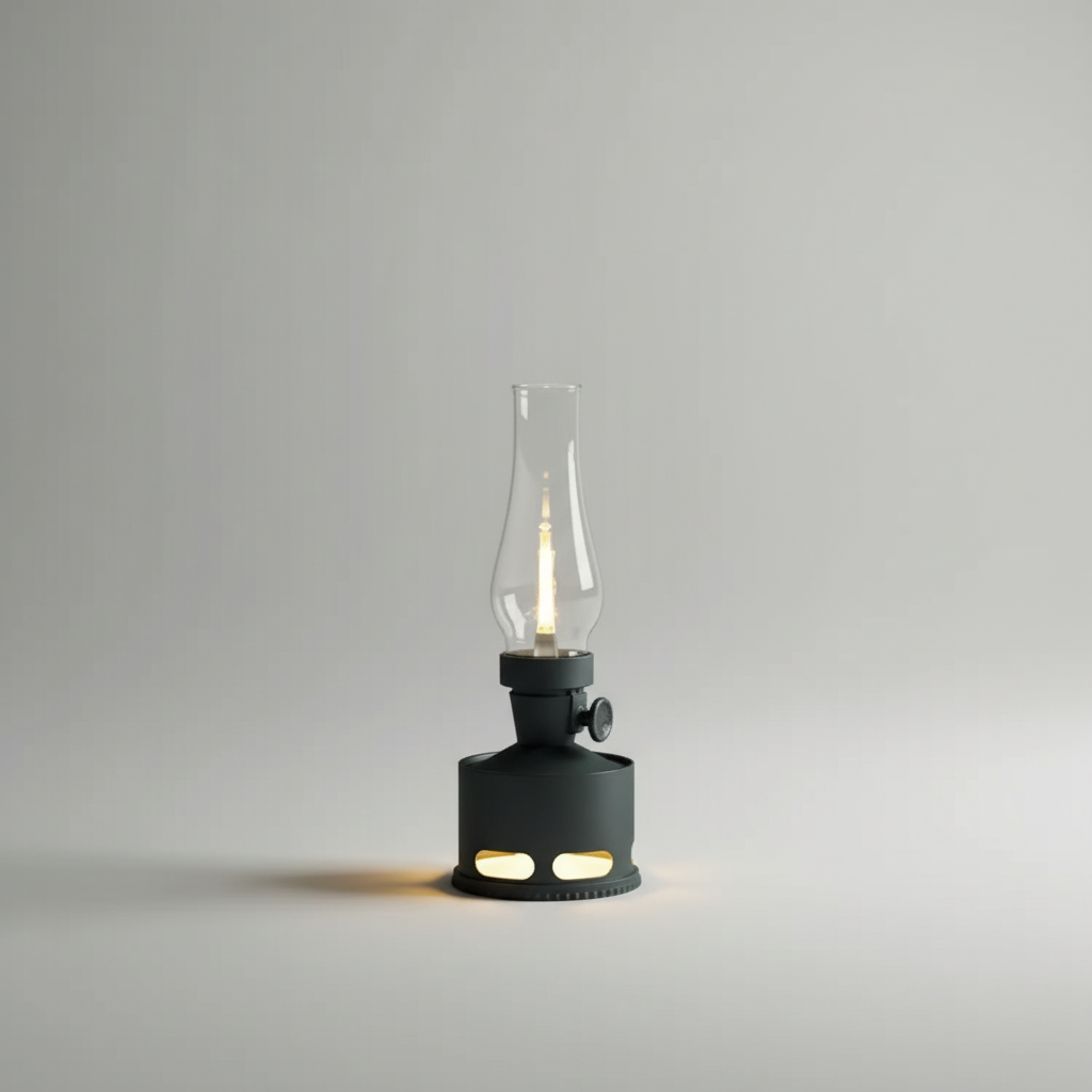 LED Lanterne Aluminium Glas Med Flammeeffekt Uden Åben Ild Og Justerbar Lysstyrke