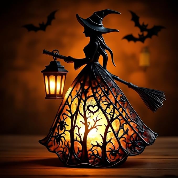 Halloweenlanterne Med Gotisk Design Og Ledlys For Magisk Stemning