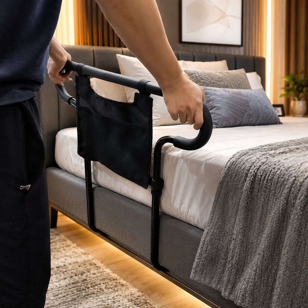 Sengehåndtag med Støtte og Beskyttende Sidepanel