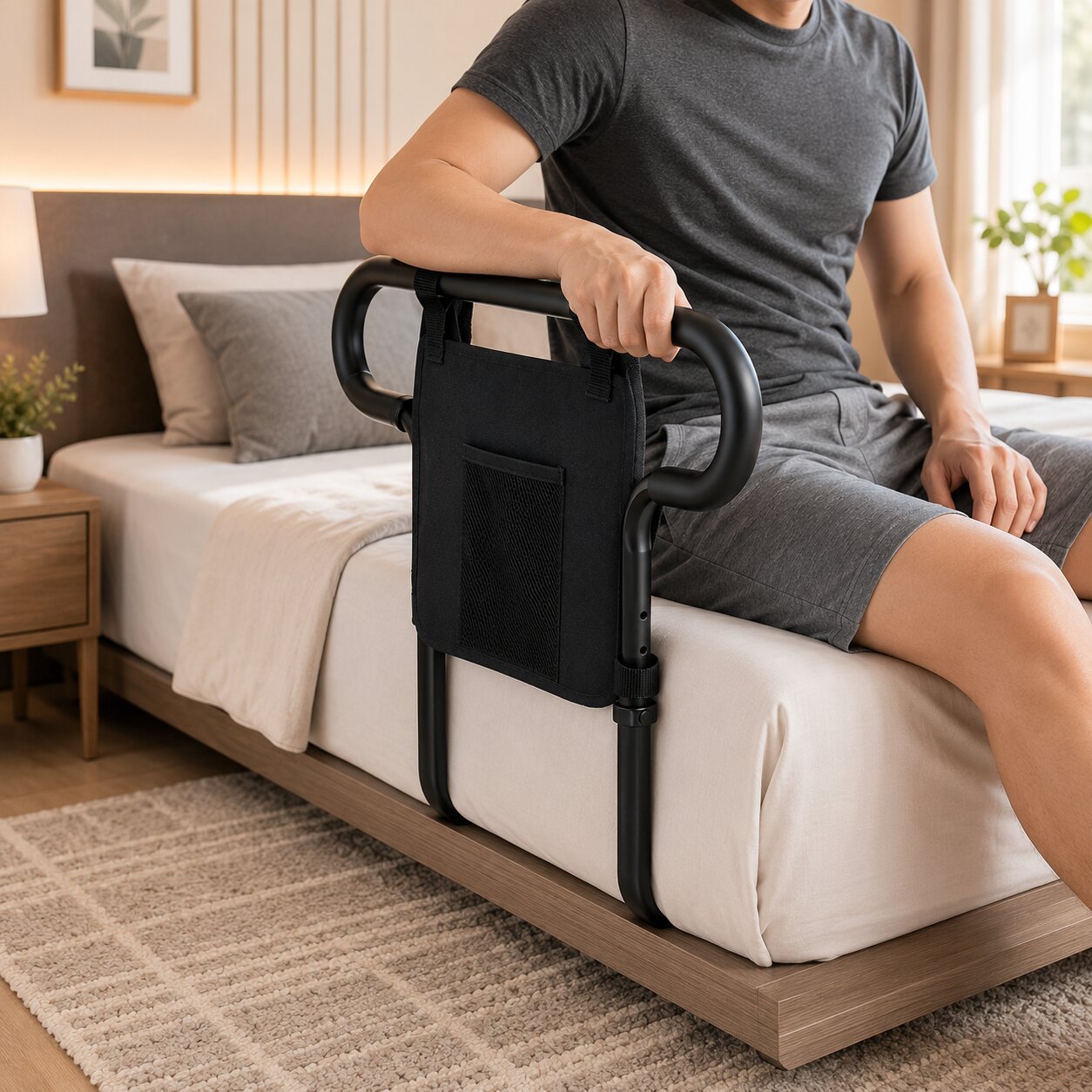 Sengehåndtag med Støtte og Beskyttende Sidepanel