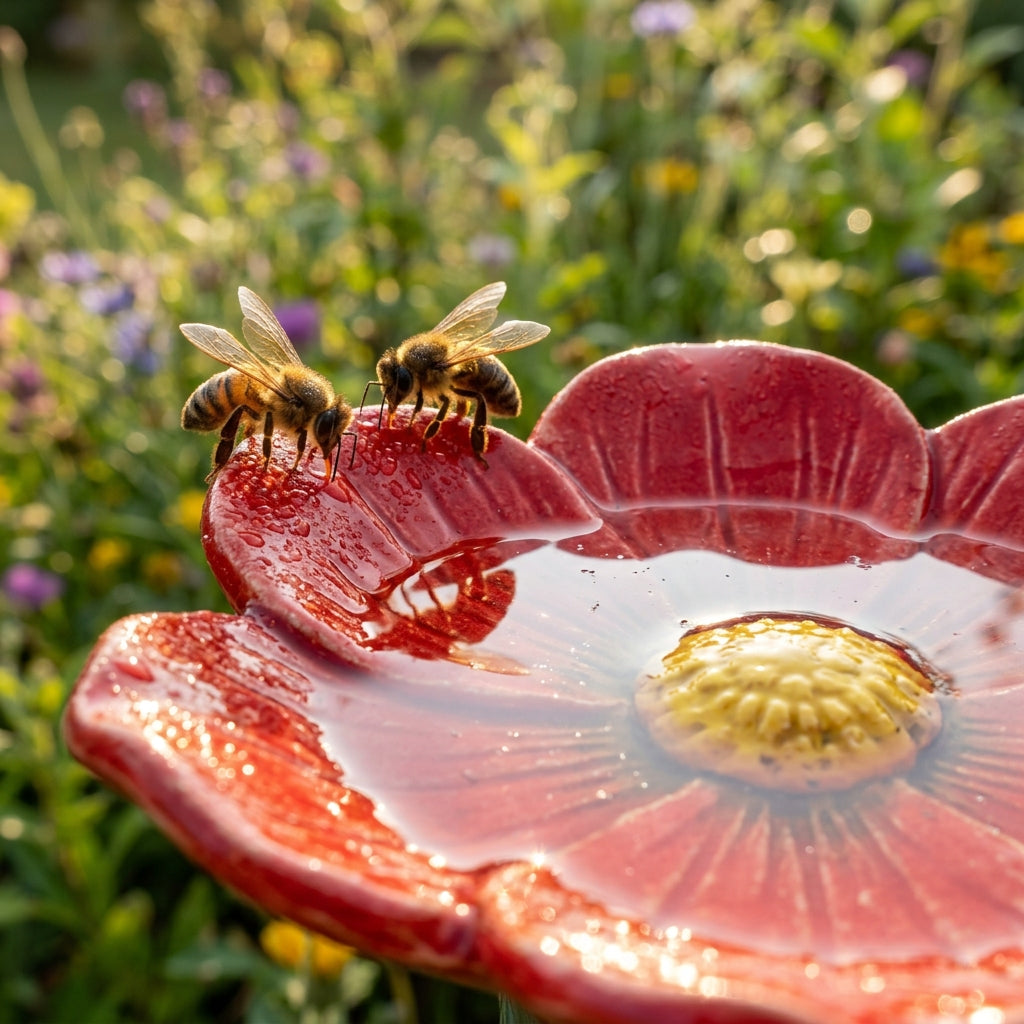 Blomsterfuglebad Med Håndformet Design, Udendørs Hygge Og Daglig Naturglæde