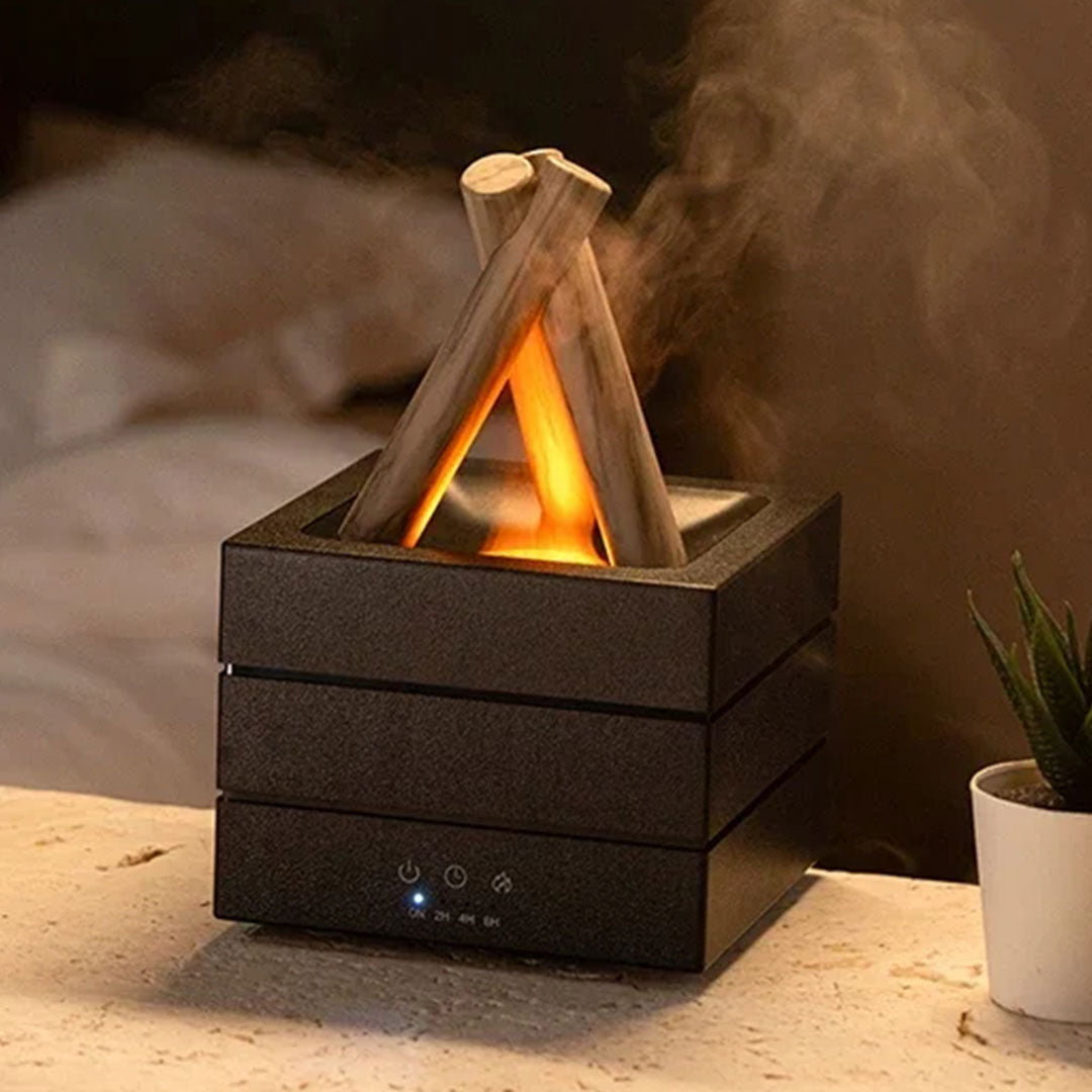 Aroma Flamme Diffuser med LED‑Ildlys og Ultrasonisk Dufttåge