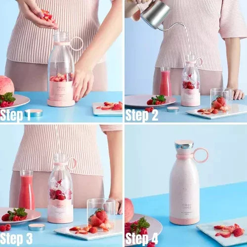 Bærbar Smoothie Mixer med Frugtbeholder og Drikkelåg