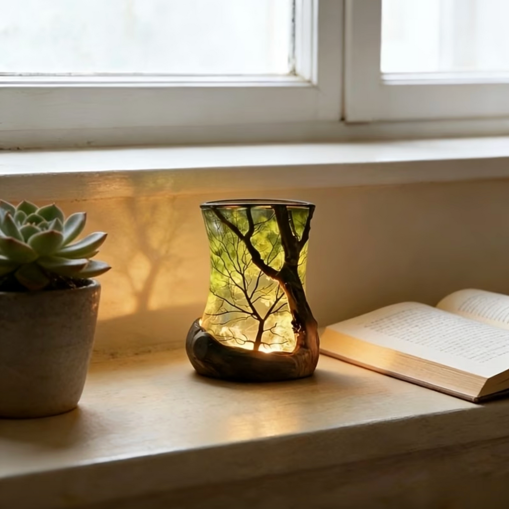 Atmosfærelampe Med Skovprojektion Og Varm LED-Belysning
