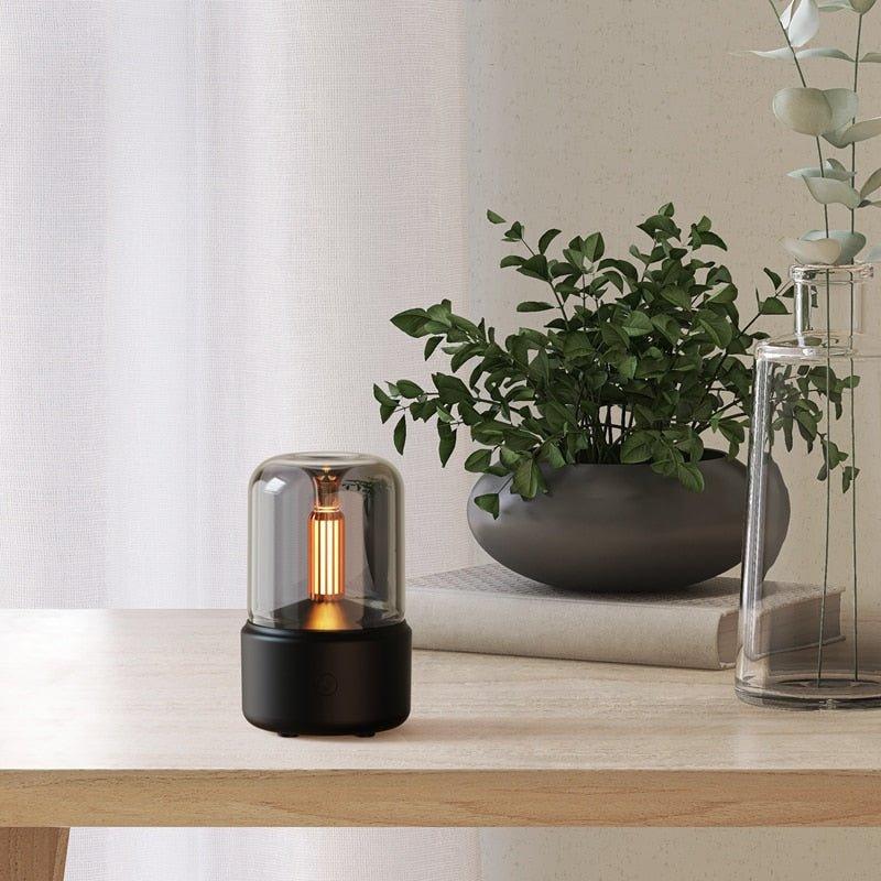 Dekorativ Aroma Diffuser Lampe Med Flammeeffekt Og LED Belysning