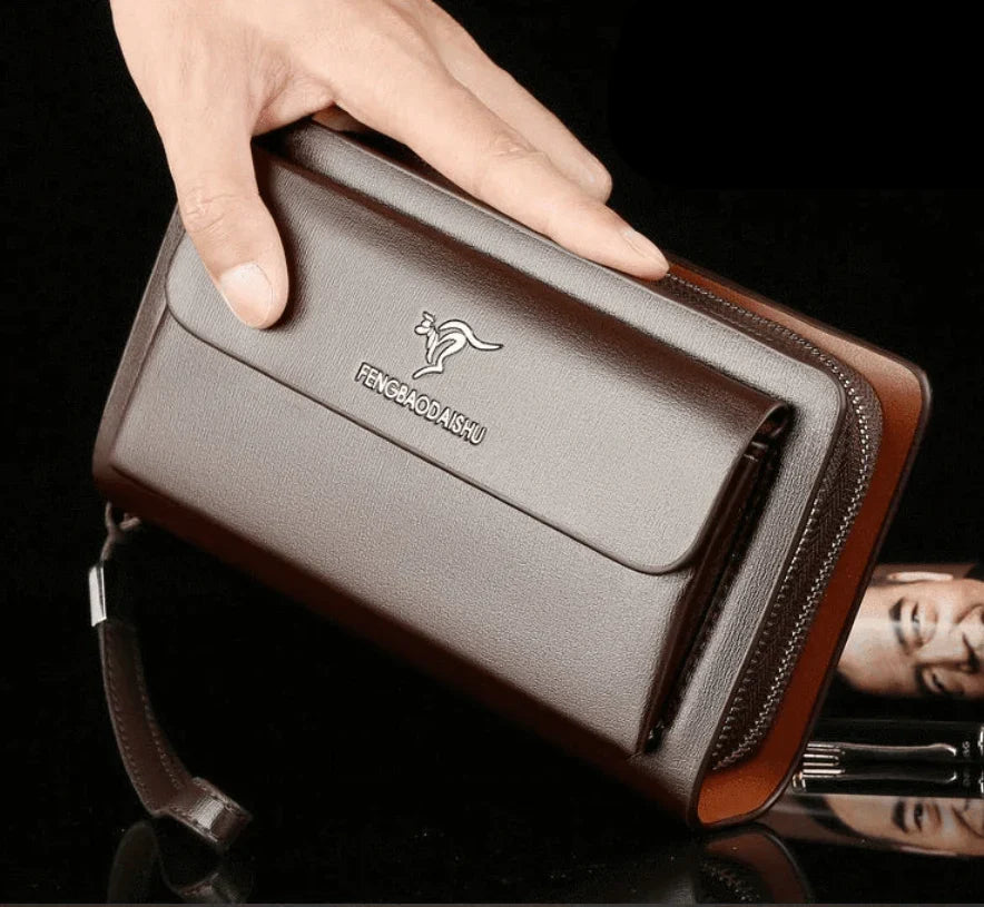 Mand Clutch Tas Med Klassisk Form Og Daglig Organiseret Opbevaring